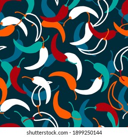 Trendy Spicy Vegetable Chilies Vector Illustration Seamless Pattern can be used for Background and Apparel Design