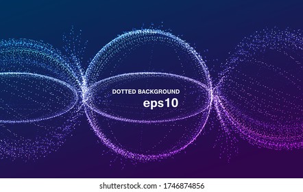 Trendy splash background with glowing circles. Futuristic dotted vector design. 