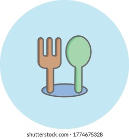 Trendy spoon icon on blue background for web and mobile graphic. 