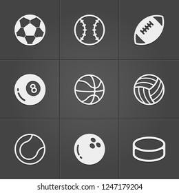 Trendy sport  balls icons on black. Vector illustration