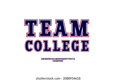 Trendy sport font, bold slab serif alphabet, uppercase Latin letters from A to Z and Arab numbers from 0 to 9, vector illustration 10EPS