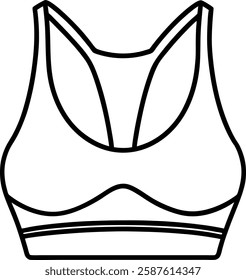 Trendy sports bra sketch black and white fashion outline for coloring pages