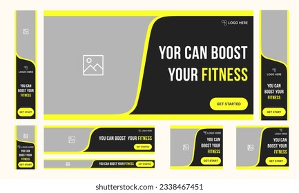 Trendy sports competition banner design, workout plan, yoga set vector illustration web banner design