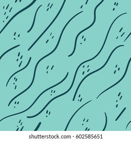 Trendy spring abstract design. Hand drawn seamless vector pattern with  nature elements