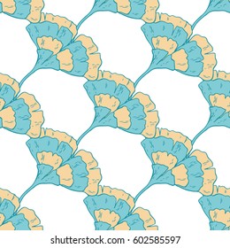 Trendy spring design. Hand drawn seamless vector pattern with leaves and nature elements