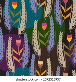 Trendy Spring Floral Pattern. Hand-drawn vector illustration. Seamless ornament for decor, wallpaper, gift paper, souvenir and patchwork designs