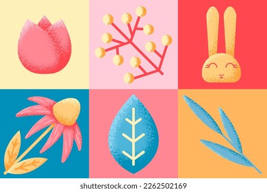Pancarta de moda de las vacaciones de primavera. Tarjeta desoradora de Pascua