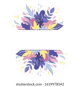 Trendy Spring Leaves Vector Design on white background, hand drawn design elements for save and date, invitation wedding. Simple cartoon style. Vector flat illustration 