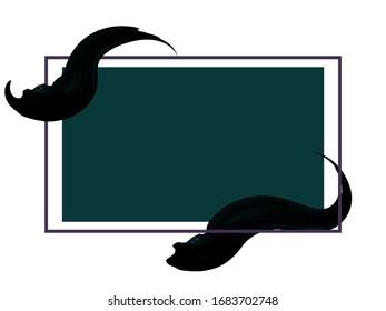 Trendy Square Border Template. Stylish Frame Design. Dark Watercolor Brush Strokes Around the Rectangle Frame. Multicolor Flat Frame Template for Banners. 