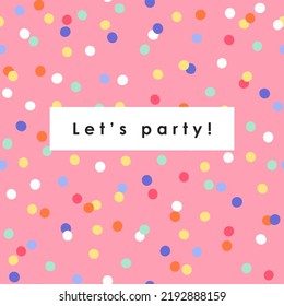 Trendy square confetti greeting card template. Hand drawn flat vector illustration. Suitable for social media posts, mobile apps, banners design and web internet ads. Vector fashion backgrounds.