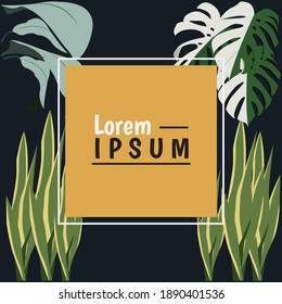 trendy square leaves art template abstract floral and geometric