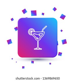 Trendy square with particles Cocktail vector icon, alcohol symbol