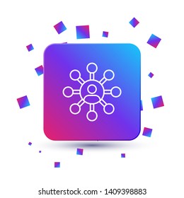 Trendy square with particles Connection and social network vector icon
