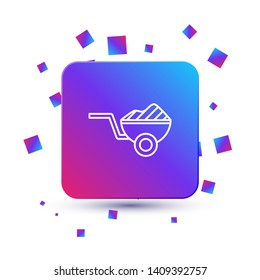 Trendy square with particles Construction wheelbarrow vector icon