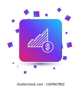 Trendy square with particles Diagram dollar icon. Graph of rising.