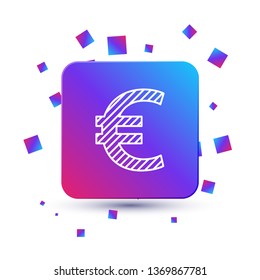 Trendy square with particles Euro single icon. Currency