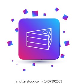 Trendy square with particles Icon of cake. Graphic piece of birthday cake