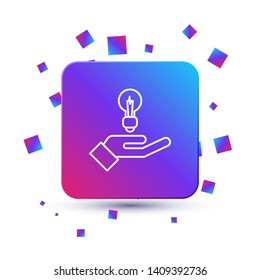 Trendy square with particles Light Bulb icon. Lighting Electric lamp. Electricity, shine.