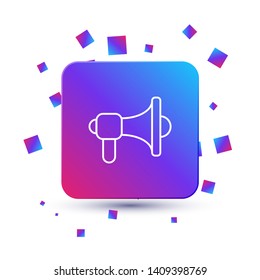 Trendy square with particles Megaphone, loudspeaker, mouthpiece symbol icon.