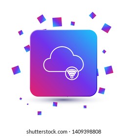 Trendy square with particles Online cloud icon. Cloud computing contour symbol.