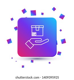 Trendy square with particles Parcel storage icon.