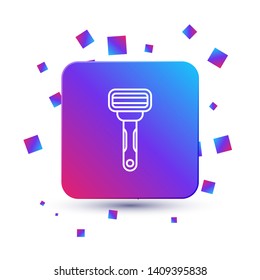 Trendy square with particles Razor icon. Shaving vector icon