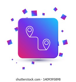 Trendy square with particles Route location vector icon. Concept of path or road