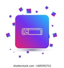 Trendy square with particles The saw icon. Saw symbol.