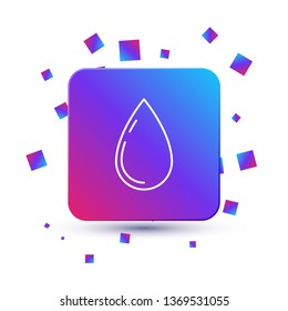Trendy square with particles Water drop icon for web site, app, logo and design template.