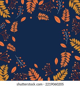 Trendy square templates with floral elements. Autumn leaves. suitable for social networks, postcards, banners, web