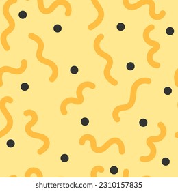 Trendy squiggles  90s style seamless pattern. Simple childish print. For textile, backdrop, packaging. Vector illustration
