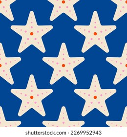 Trendy starfish seamless pattern for summer sea vacation background marine stars ocean 