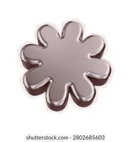 Trendy sticker of shape flower made entirely of pure vector round dot texture. Simulated vintage Halftone cut out old newspaper collage effect. Isolated Retro Y2K pop art naive nostalgic style 80s 90s