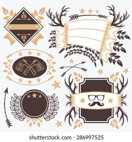Trendy stickers, badges and ribbons templates. Set 2