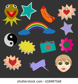 trendy stickers on black background