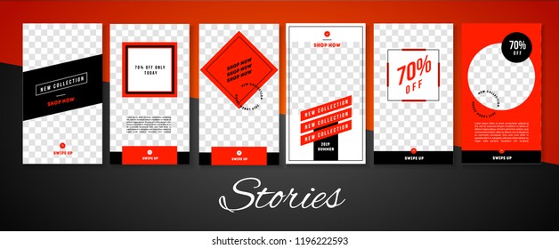 Trendy stories design template for fashion brand promotion on  web app