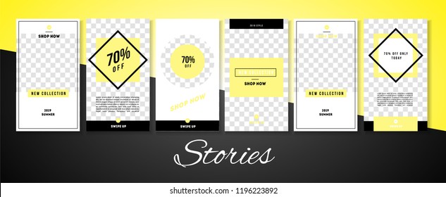 Trendy stories design template for fashion brand promotion on  web app