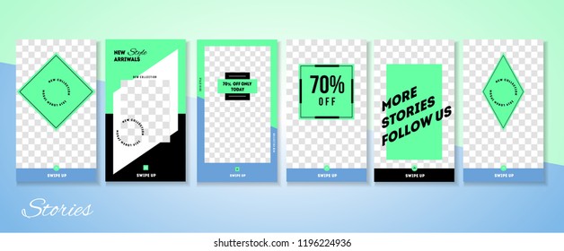 Trendy stories design template for fashion brand promotion on  web app