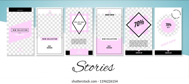 Trendy stories design template for fashion brand promotion on  web app