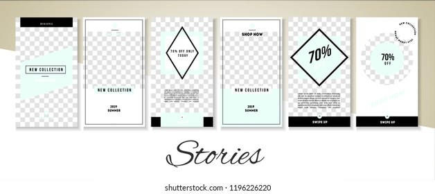 Trendy stories design template for fashion brand promotion on  web app