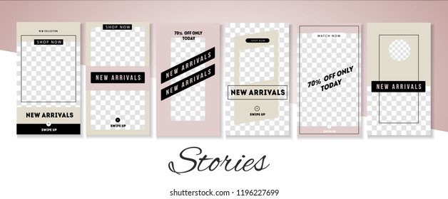 Trendy stories design template for fashion brand promotion on  web app