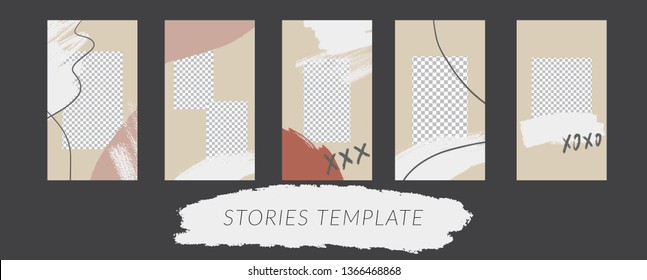 Trendy stories design template for social media. Fashion brand promotion on web app