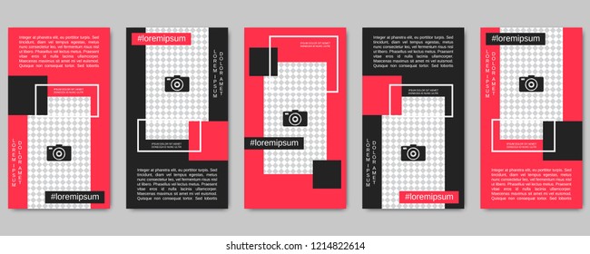 Trendy stories editable vector templates collection. Web application background for social media