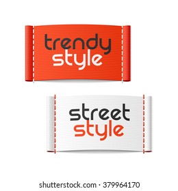 Trendy and Street style clothing labels. Vector.