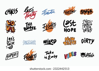 Trendy street word stickers element