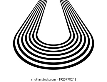 Trendy striped pattern of black parallel lines on a white background in a retro style. Black and white vector background