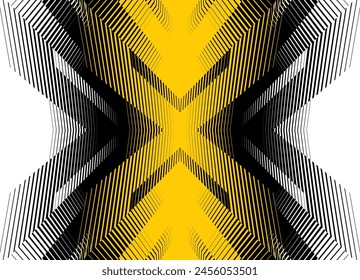 Patrón de rayas de moda con líneas rectas rotas. Fondo de Vector negro y amarillo para cubiertas, carteles, postales