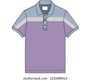 Trendy striped polo shirt design. Polo flat vector design.  color block shirt.