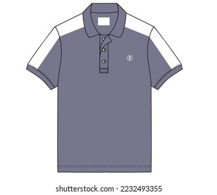 Trendy striped polo shirt design. Polo flat vector design.  White color block shirt.