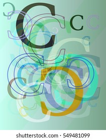 trendy structure in brush, C Alphabet vector background into several texture